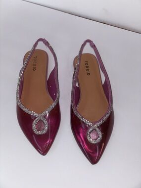 TORRID sz 8.5 pink jelly rhinestone sling back